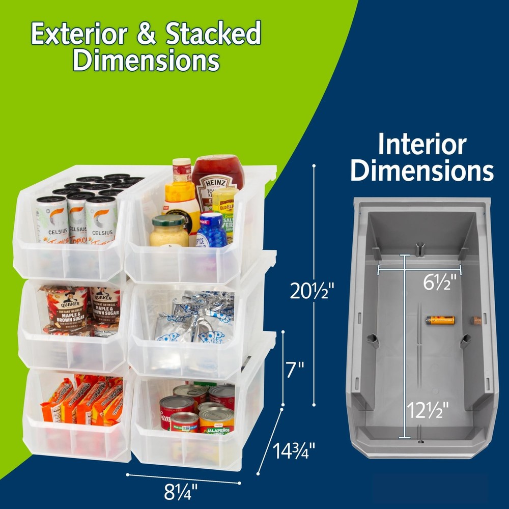 ReadySpace Large Plastic Storage Bins, Stackable Organizer Containers for Clo...