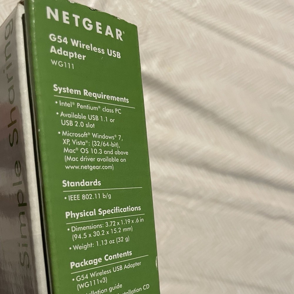Netgear G54 Wireless USB Adapter WG111 (READ DESCRIPTION)