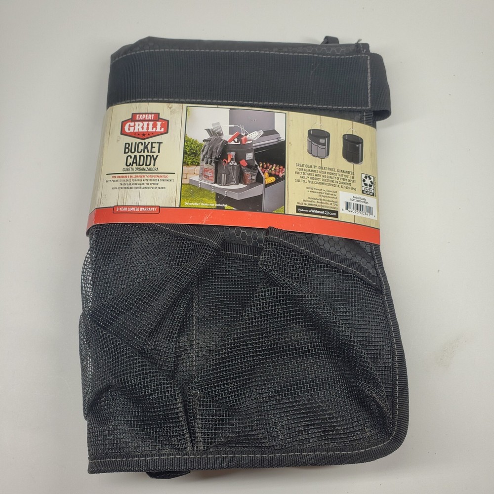 Expert Grill Bucket Caddy Deep Pockets For Grilling Accessories & Condiments