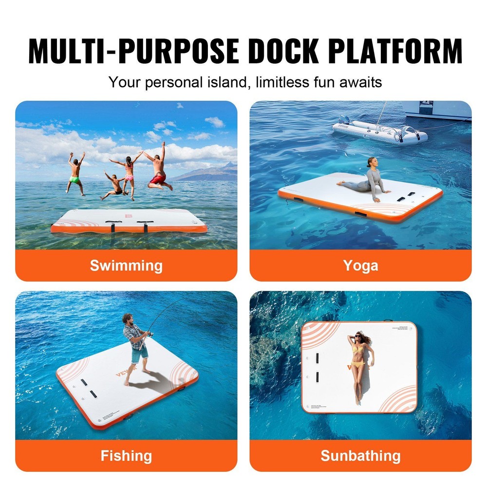 Inflatable Floating Dock, 6x 5FT Inflatable Dock Platform with Detachable Ladder