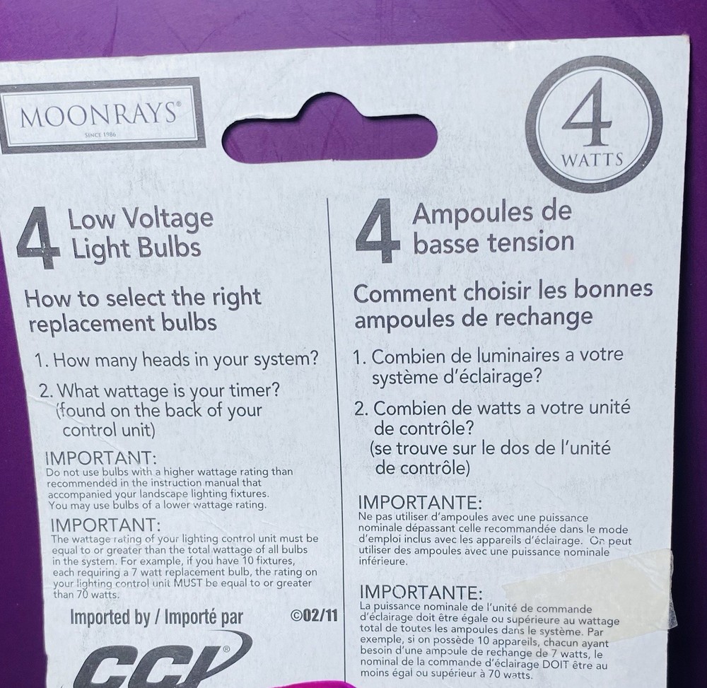 Moonrays 955043 Low Voltage Light Bulbs Clear 4 Pack