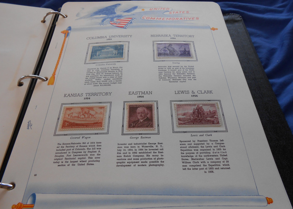 WHITE ACE COMMEMORATIVE STAMPS OF THE UNITED STATES ALBUM WITH DUST COVER & BOX