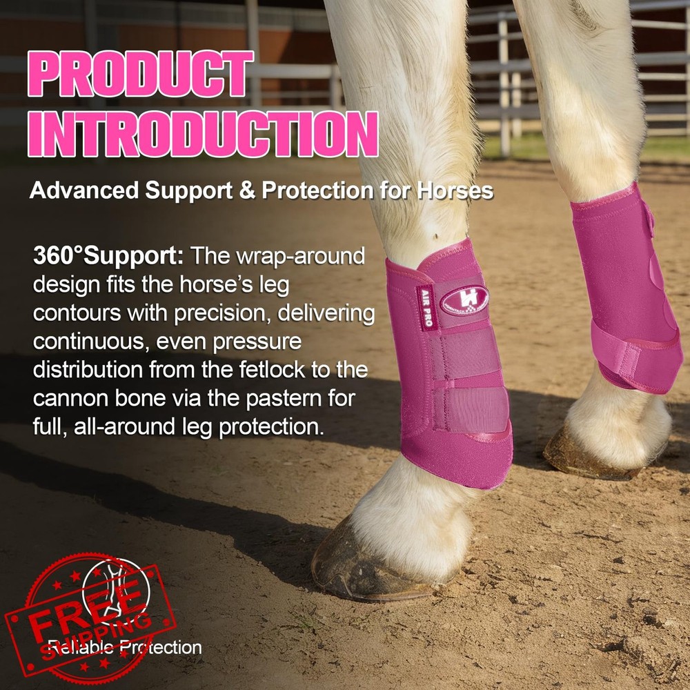 Horntack Horse Splint Boots Raspberry Medium 2 Pair