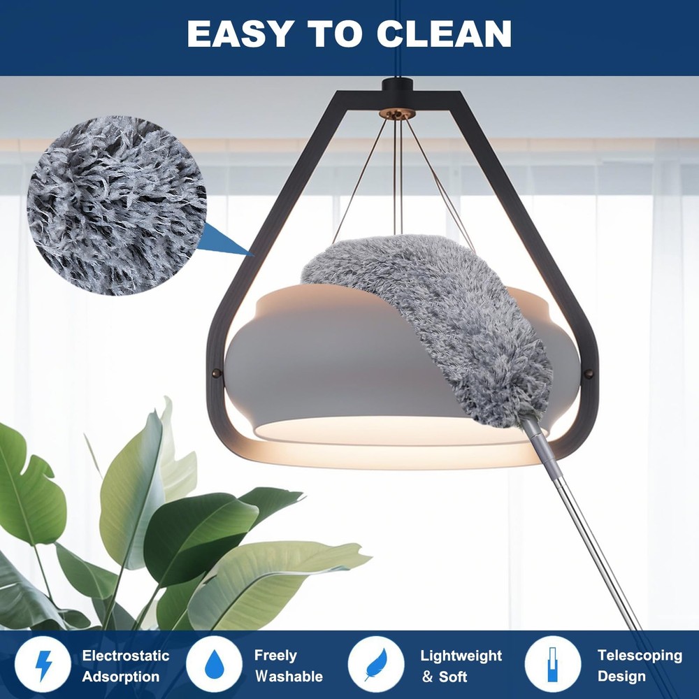 100 Inch Retractable Gap Dust Cleaner Cleaning Tools & Microfiber Feather Dus...