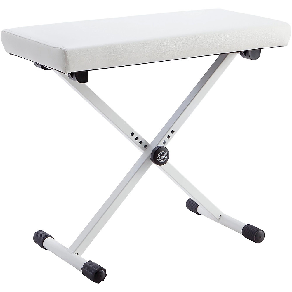 K&M Keyboard Bench With White Leather