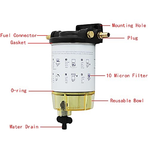 S3213 Fuel Water Separator Marine Kit, 10 Micron Filter Effect is Suitable for
