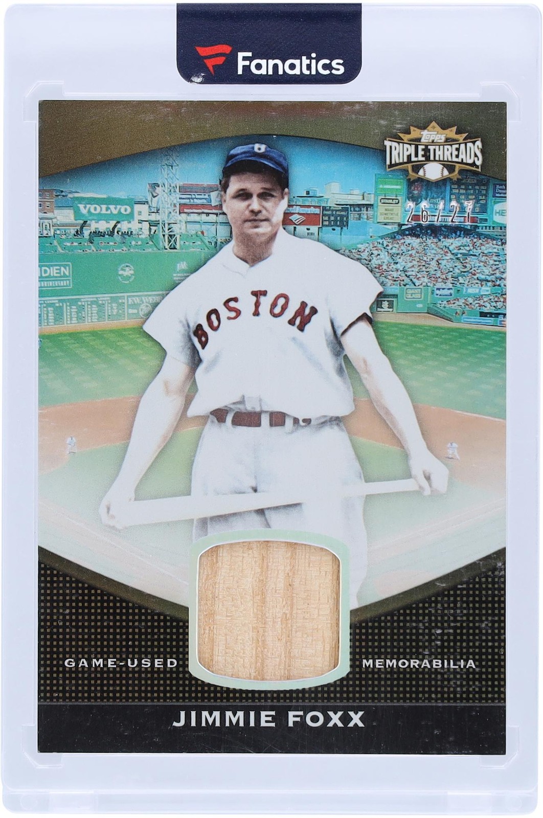 Jimmie Foxx Red Sox 2011 Topps Triple Threads GU Bat Relic #TTUSR-193 26/27 Card