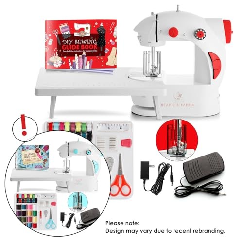 Mini Sewing Machine for Beginners, Dual Speed Small Portable Basic Set Red