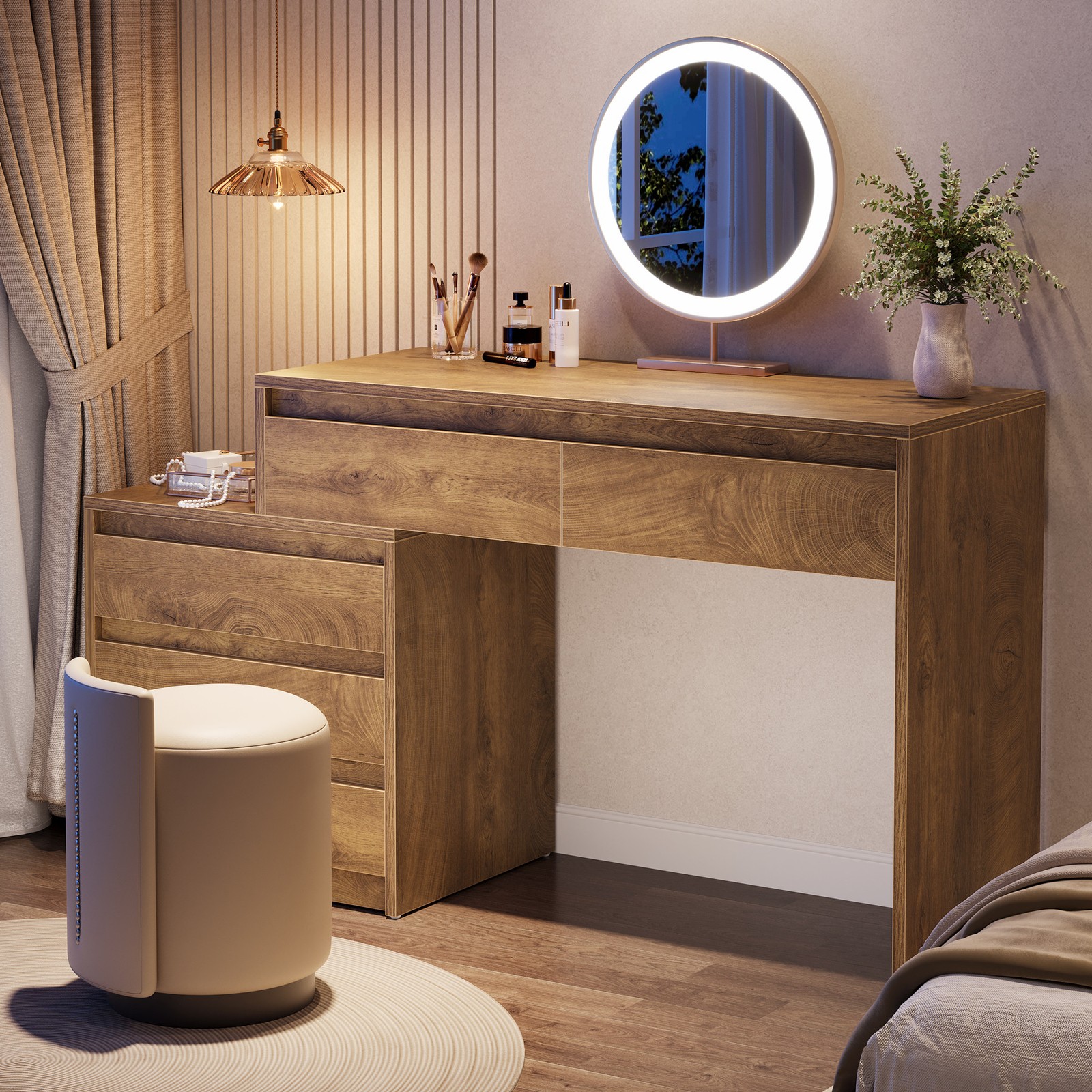 63'' Vanity Desk with 5 Drawers for Bedroom Modern Large Makeup Table for Women