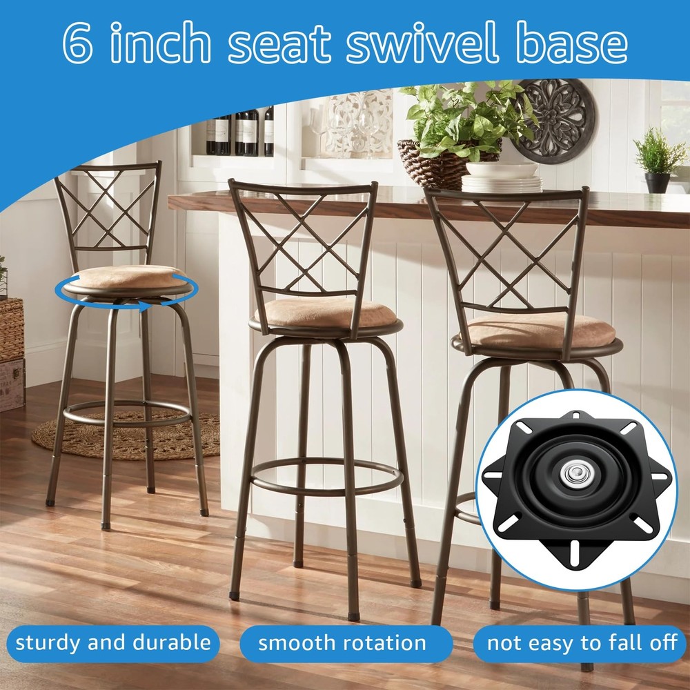 2 PCS 6 Inch HeavyDuty Square Bar Stool Rotating Plate Replacement 360 Base