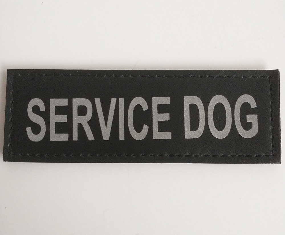 Service Dog Patch Reflective Hook and Loop Black ~4.4" x 1.5"