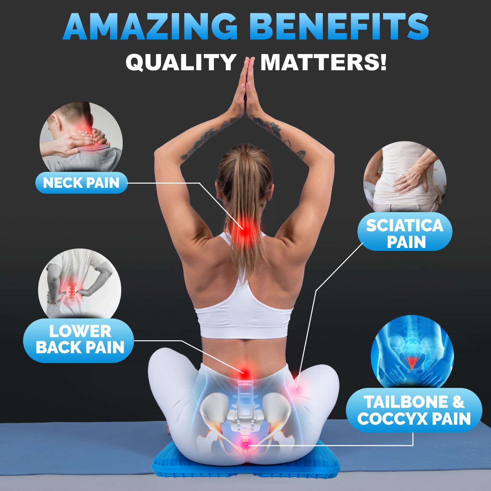 VIVAMINT Gel Seat Cushions for Long Sitting- Extra Large, 2" Inch Ultra Thick