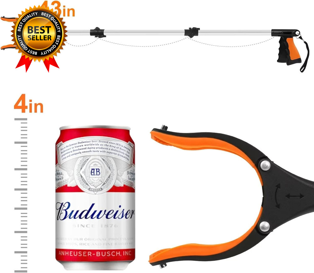 43" Extra Long Grabber Tool Foldable Grabbers for Elderly Grab It Reaching Tool