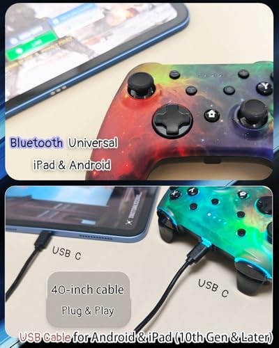 Wzuiсov RGB Game Controller for Switch, PC, iOS & Android | Wireless Red&Blue