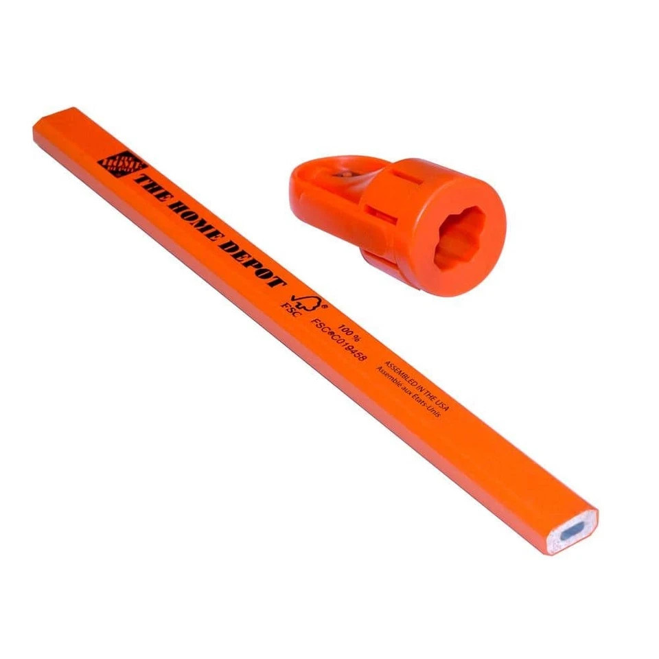 10 Pack Carpenter Pencils with Sharpener Flat Woodworking Marking Set
