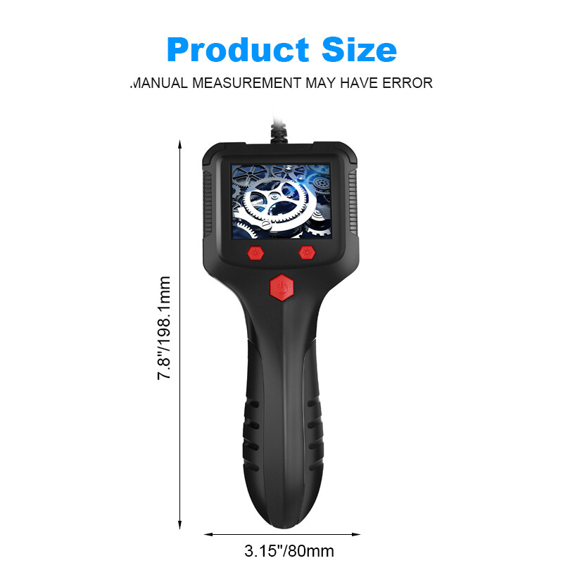8mm LED Handheld Industrial Borescope Endoscope 2.4" Inspection Snake Camera