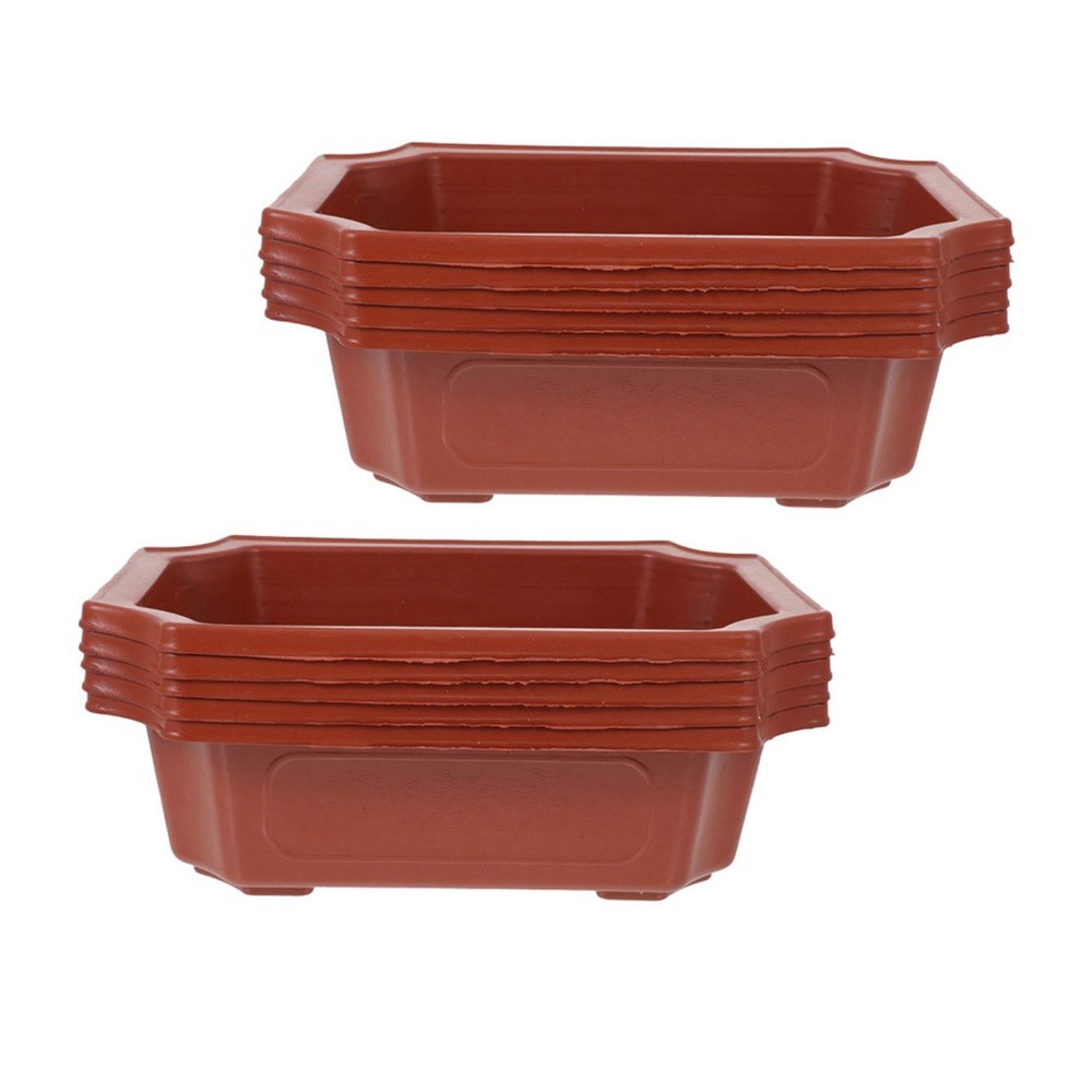 10 Pcs Plastic Bonsai Pots Tree Flower Training Bulk Rectangle Terracotta
