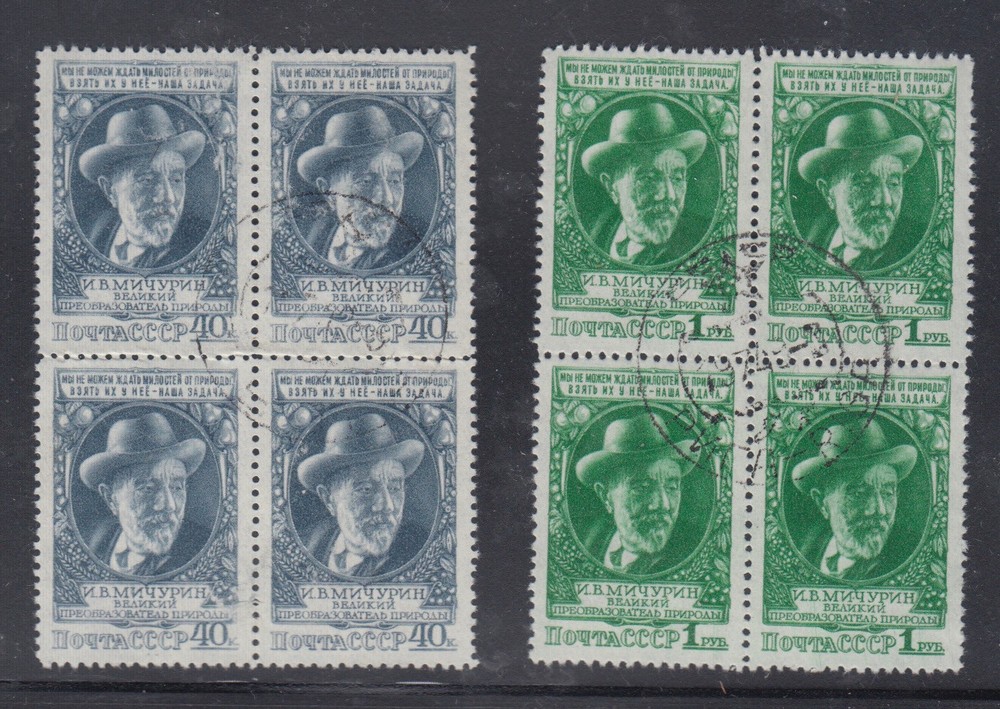 Russia Stamps SCOTT #1357-58 Used Block 4 Michurin Biologist