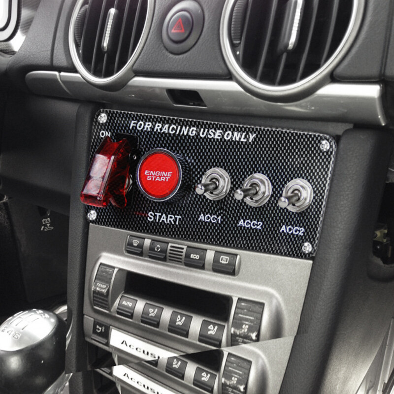 Car Carbon Fiber Panel Start Buttons Power Toggle Ignition Engine 5in1 Button