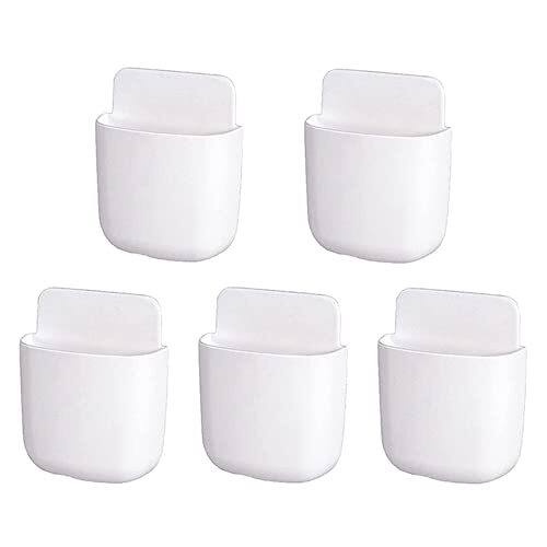 5 Pack Adhesive Remote Control Holder Media Player Controller Holder White