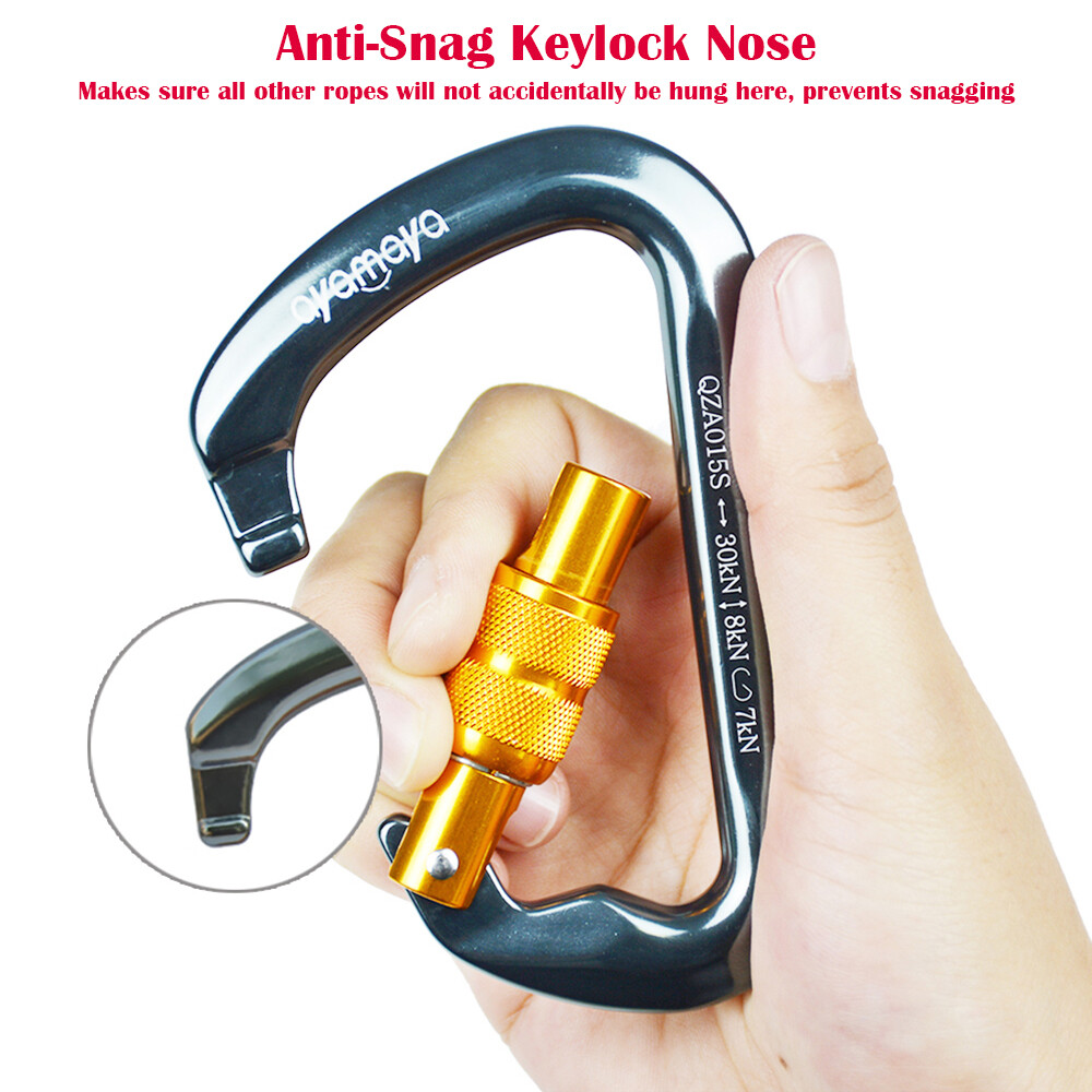 30KN Heavy Duty Locking Carabiner Clip Rock Climbing Hook Big Tree Rigging Swing