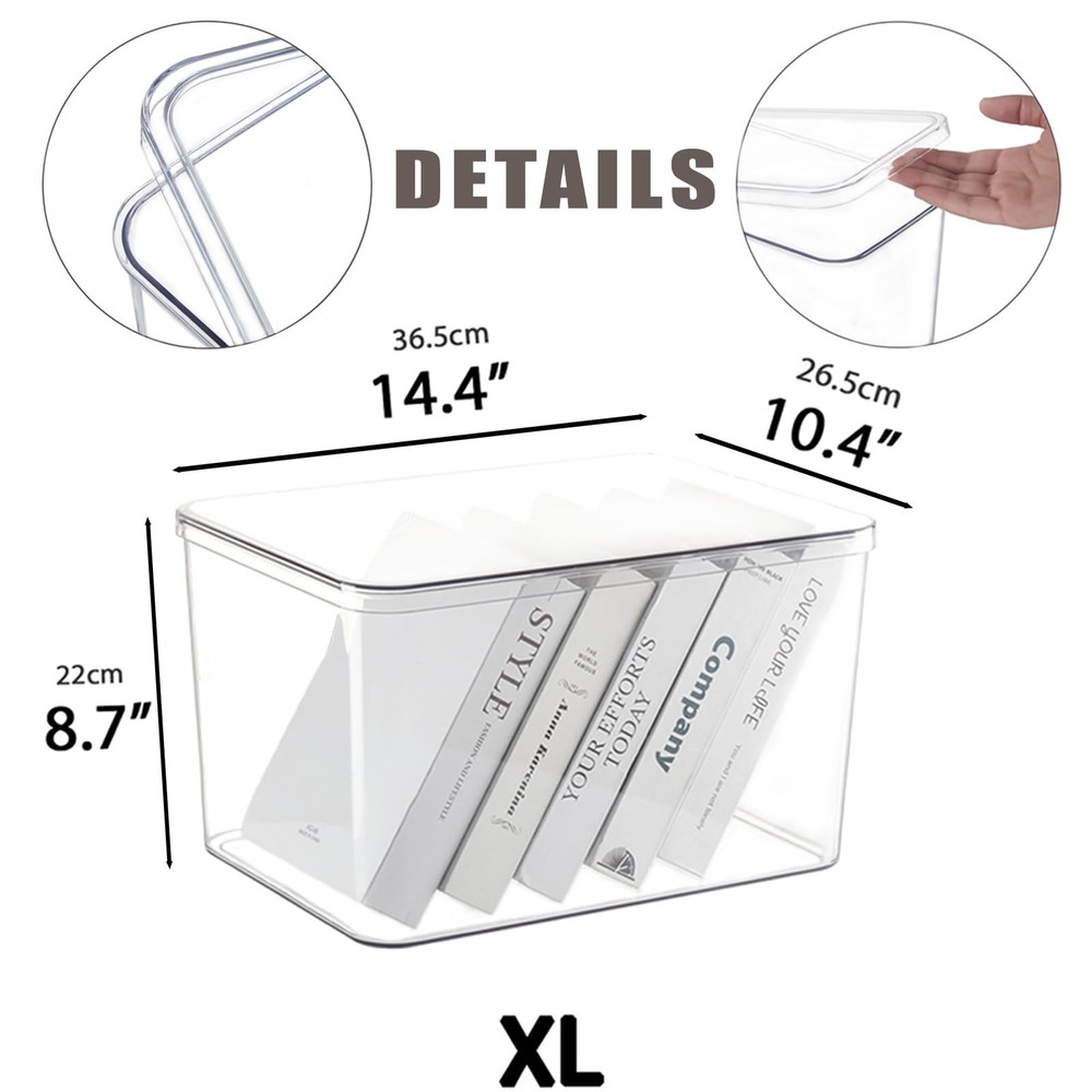 Clear plastic storage bins with LIDS,storage containers for snacks, cosmetics...