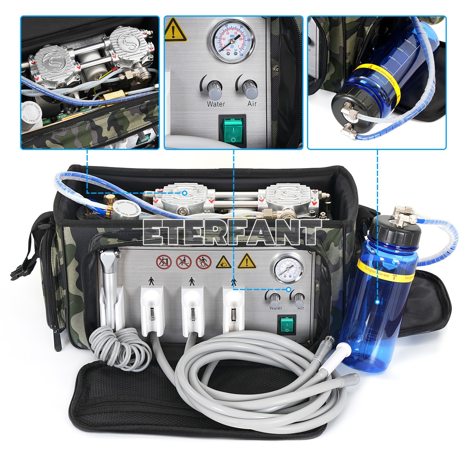 Portable Dental Delivery Unit Bag Air Compressor Suction System 4 Hole BD-401 US