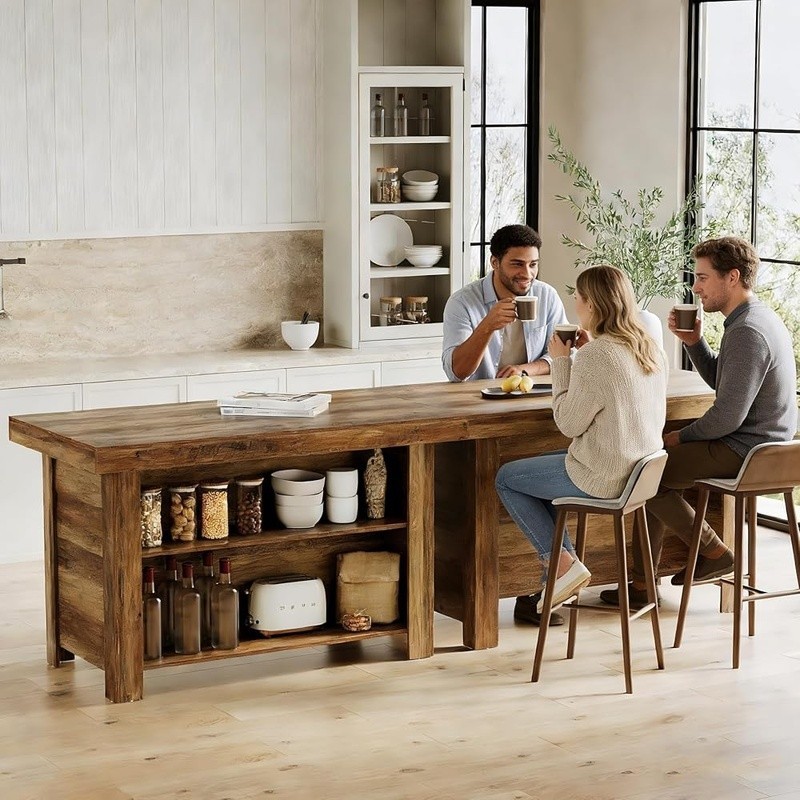 55 Inch Kitchen Island W/ Storage Spacious Worktop Multi Use Easy Assembly