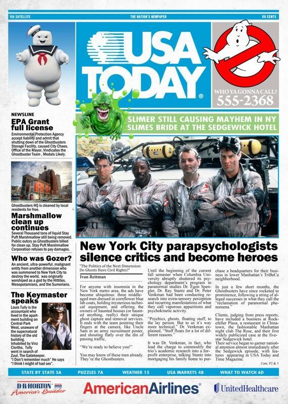 1984 Ghostbusters USA Today Poster Print Venkman Egon Ray Winston Stay Puft 👻