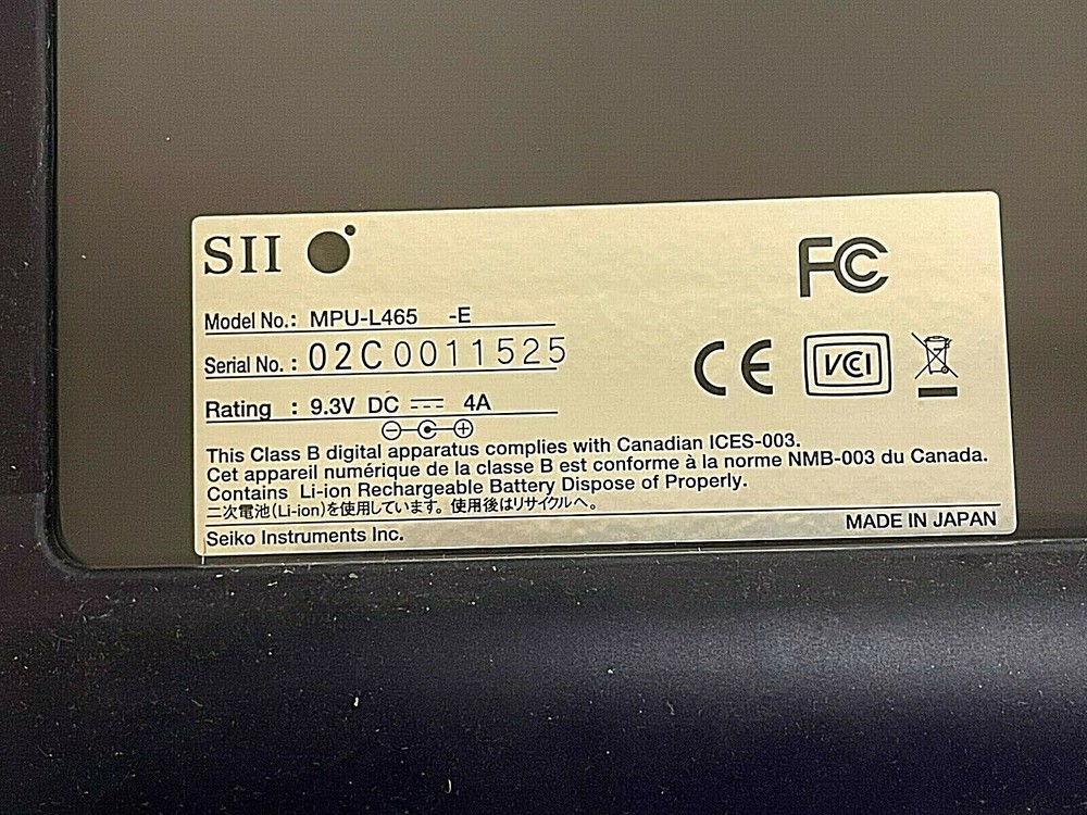 Seiko Instruments SII MPU-L465 -E Thermal Printer w/ AC Adapter/ USB Cable/ Roll