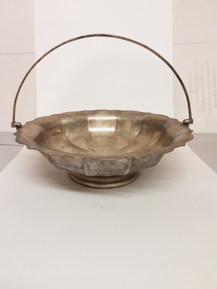 Silver Plated Serving Bowl Bread Sweets With Handle A/F