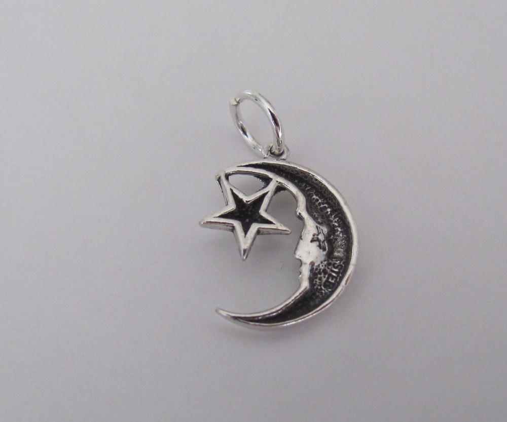 Sterling Silver moon and star charm