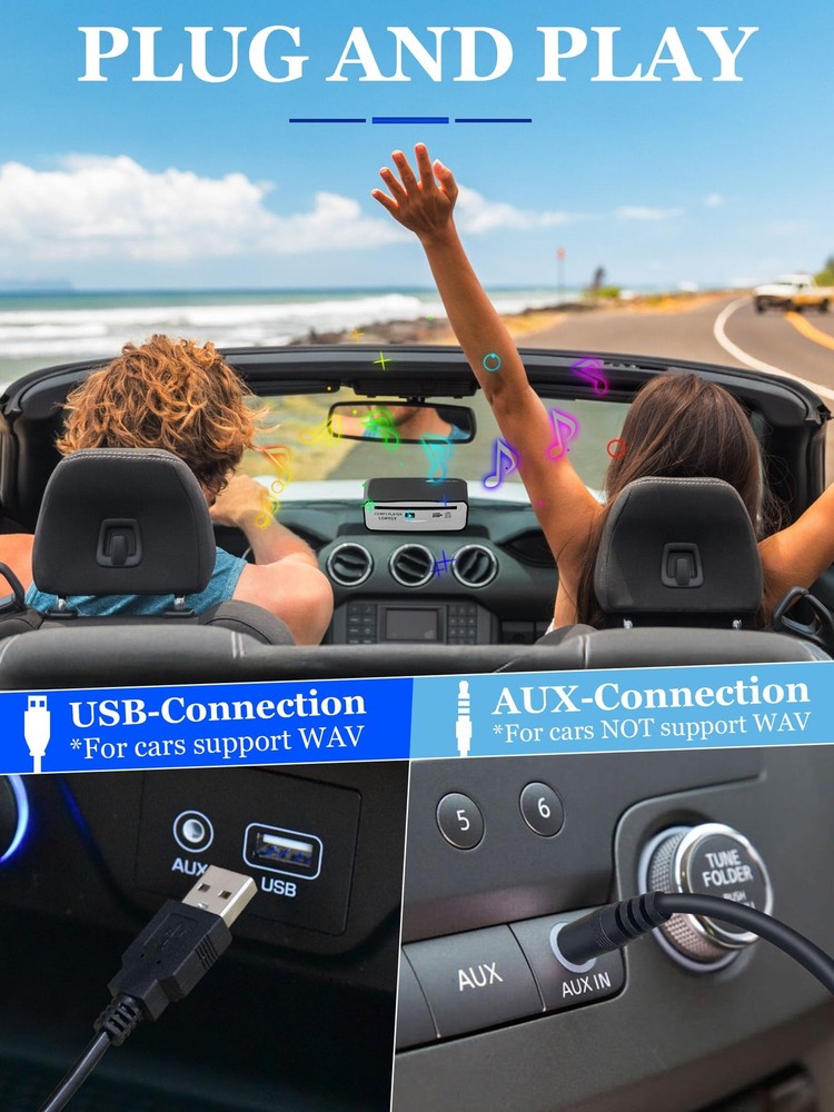 External Universal CD Player for Car CD Players W AUX Cable & Remote Control
