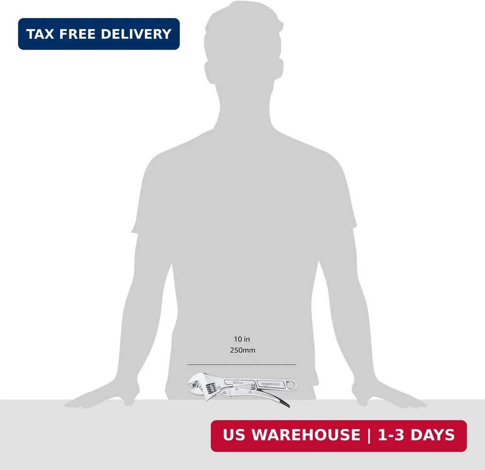 10 inch Locking Adjustable Wrench, Precision Machined, Rust Resistant