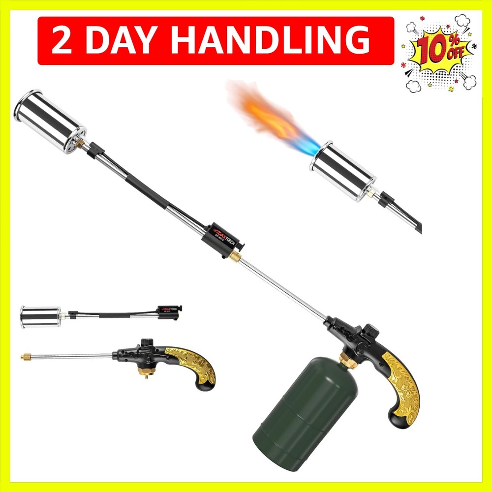 Propane Torch Weed Burner, Adjustable flame thrower with Detachable Handle, B...