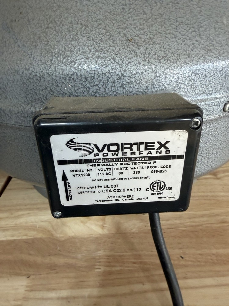 Vortex 12 Inch Inline Fan VTX 1200 - With speed controller