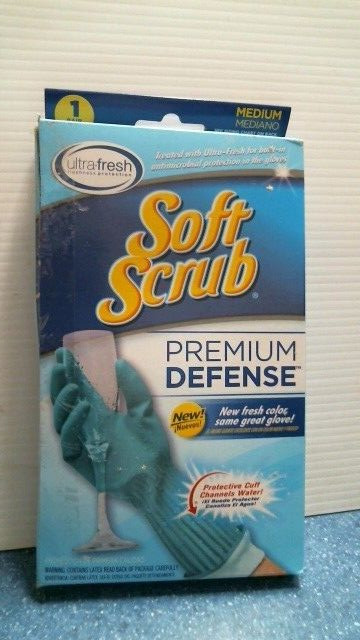 Soft Scrub MEDIUM Rubber Cleaning Gloves, Teal (12812)  FS