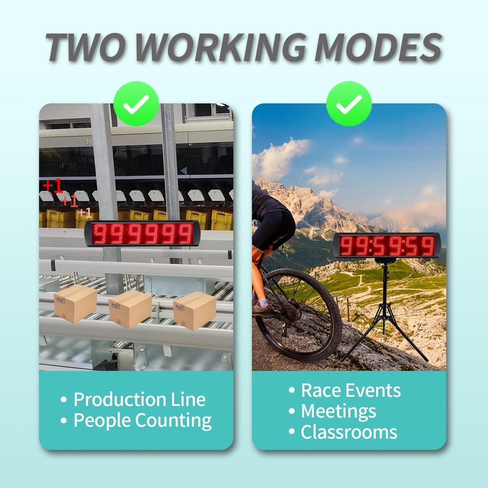 Race Clock with Tripod, LED Digital Display with Counter Function can up to 9...
