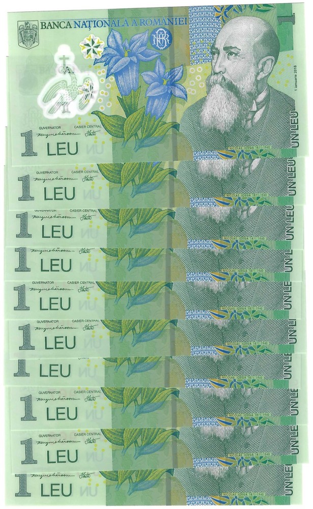 Romania 10x 1 Leu 2025 UNC
