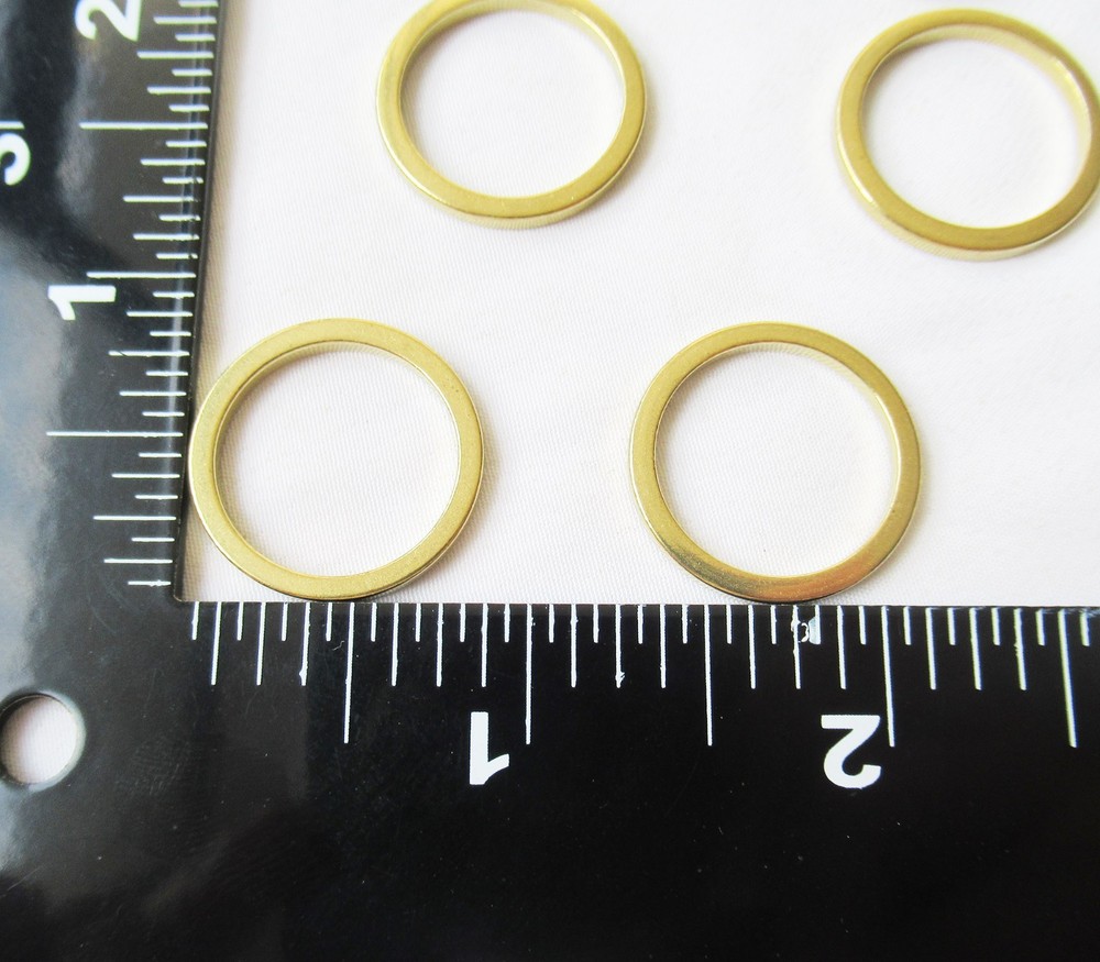 30pcs Solid Brass Ring 22x2x2mm Plain Flat Round Connector for Jewelry Making