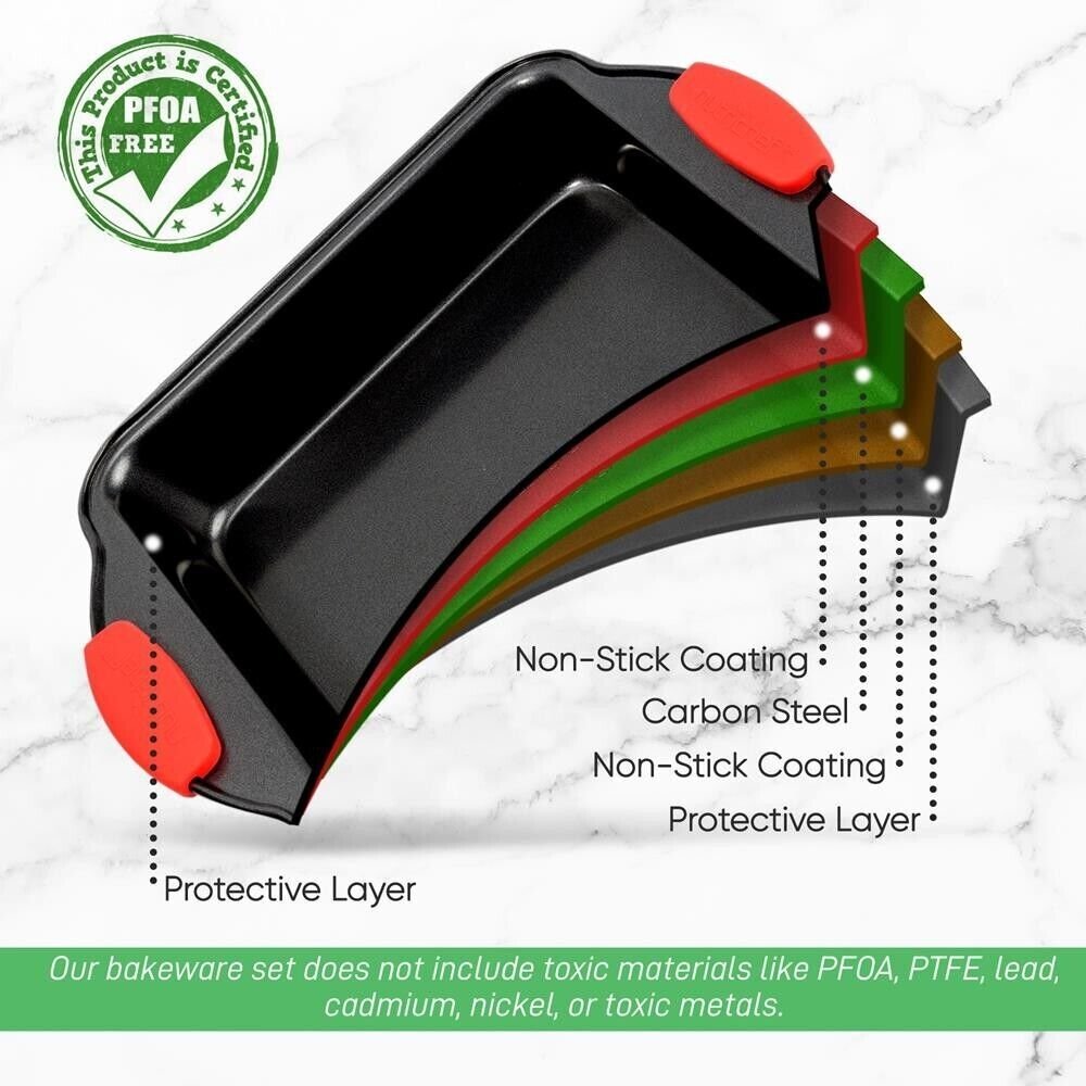 Nutrichef Non-Stick Square Pan- Deluxe Nonstick Gray Coating Inside & Outside