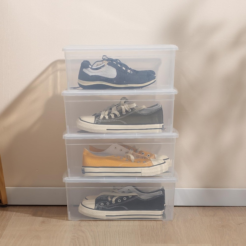 novelinks 6 QT Clear Storage Box Stackable Plastic 6 Qt - 12 Pack