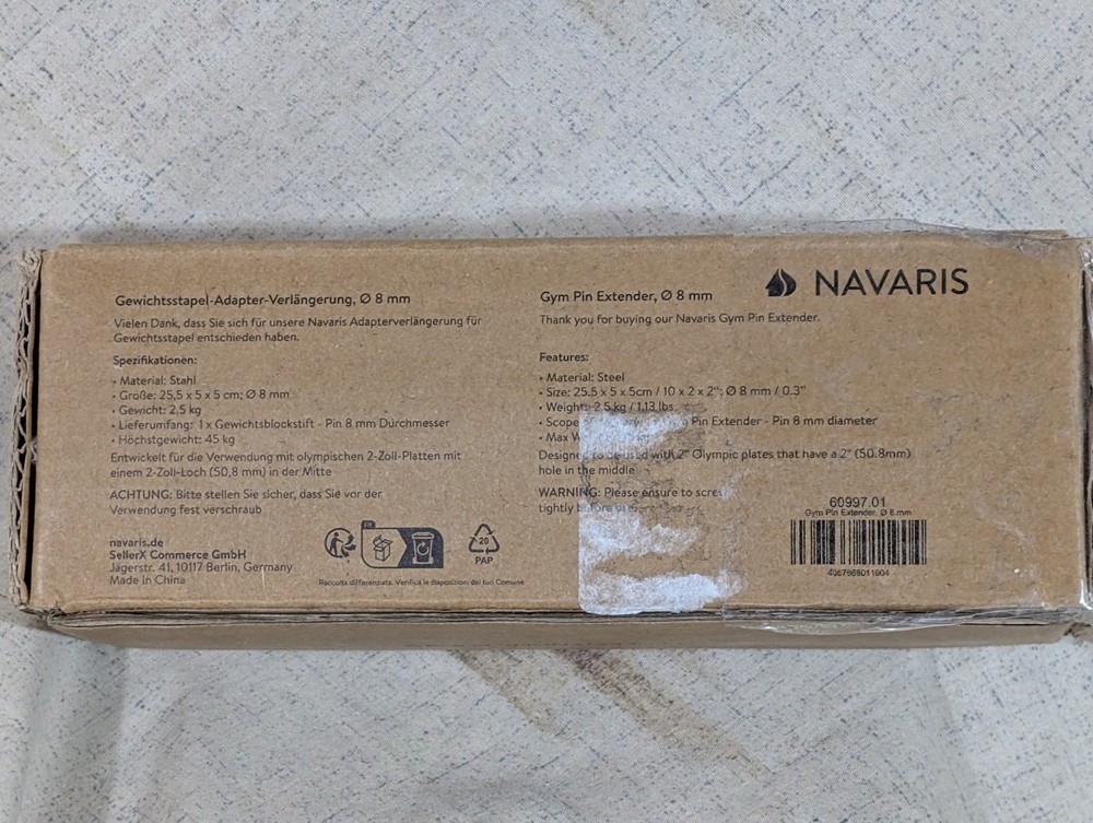 Gym Pin Extender - Ø 8 mm - Weight Stack Extender for Cable Machine -5.5 LBS