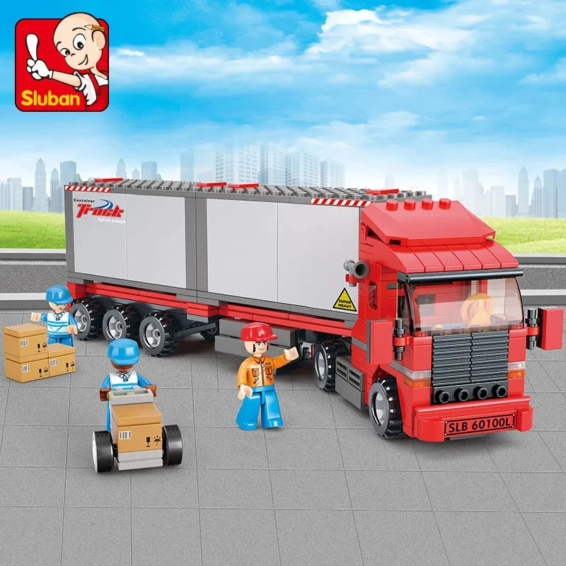 345PCS Double Container Freight Car Building Blocks Transport Truck Model Bricks