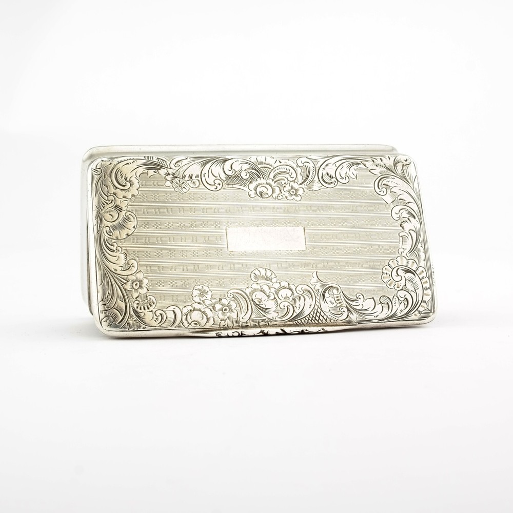Ornate Antique French Solid Sterling Silver Snuff Box / Case.