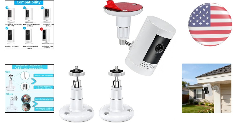 2 Pack Adjustable Security Wall Mount for Ring Stick Up Cam & Ring Outdoor Ca...