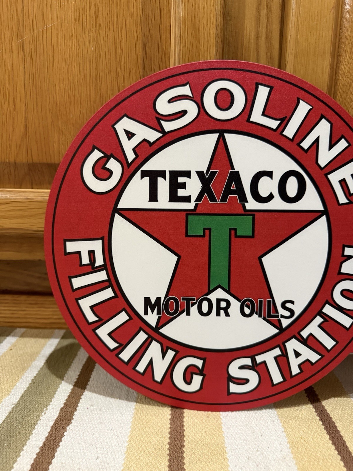 Texaco Gas Filling Station Flange Sign Double Sided Vintage Style Wall Decor
