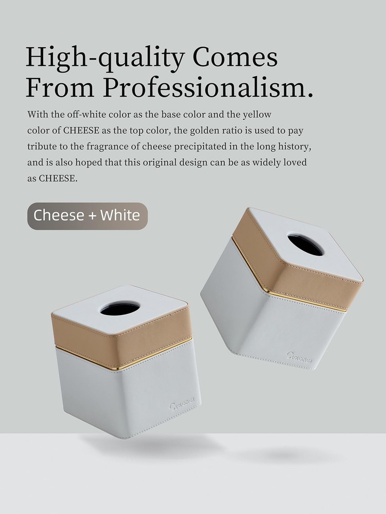 Cloudever Tissue Holder Cover Square Modern Pu Leather Decorative Tissue Cube