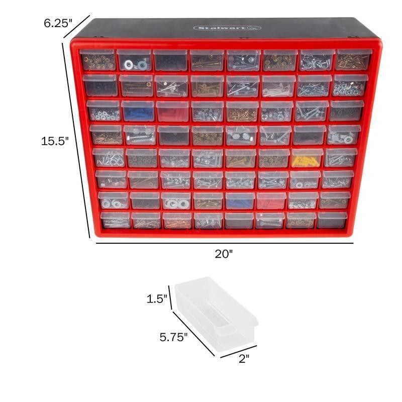 64 Drawer Storage Organizer Plastic Tools Hardware Beads Desktop Wall Mount New