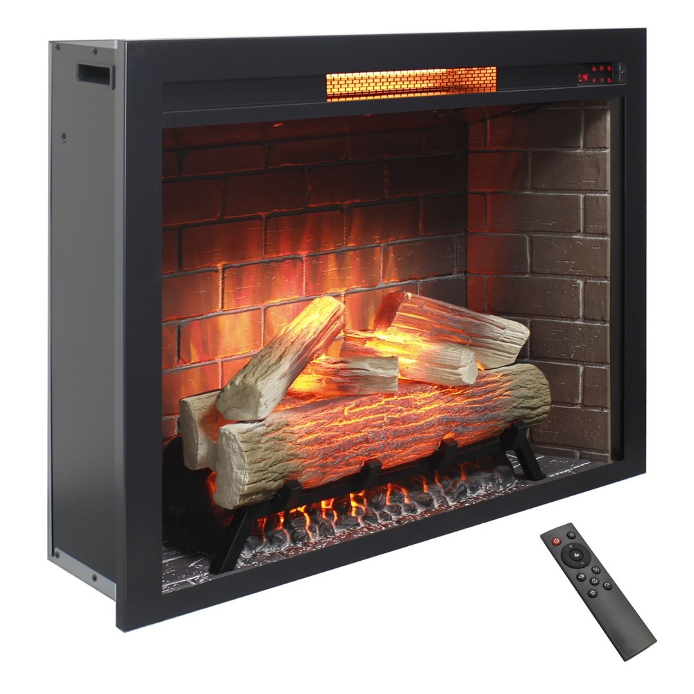 33" Infrared Electric Fireplace Insert Touch Panel Home Heater Smokeless Firebox